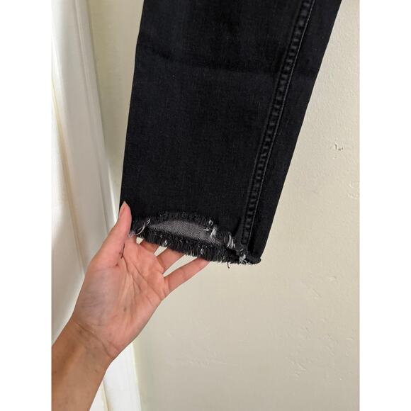 Free People Jeans Women's 28 Black High Rise Busted Knee Skinny Denim Washed Out - Picture 6 of 11